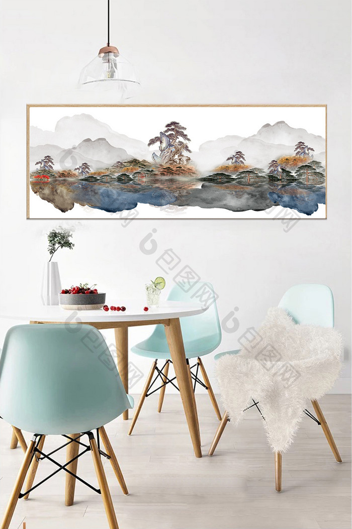 新中式山水国画水墨抽象装饰