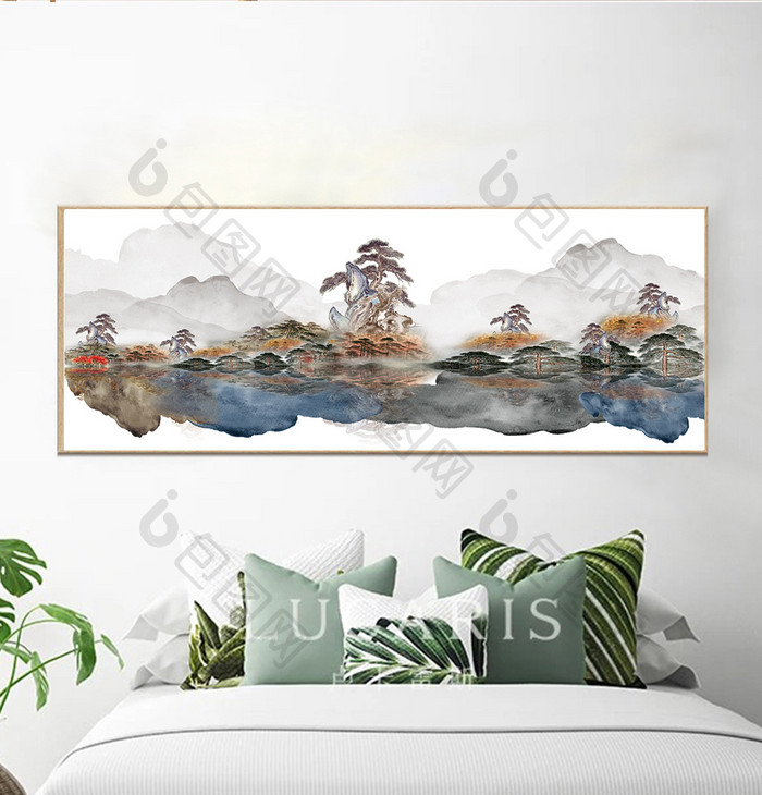 新中式山水国画水墨抽象装饰
