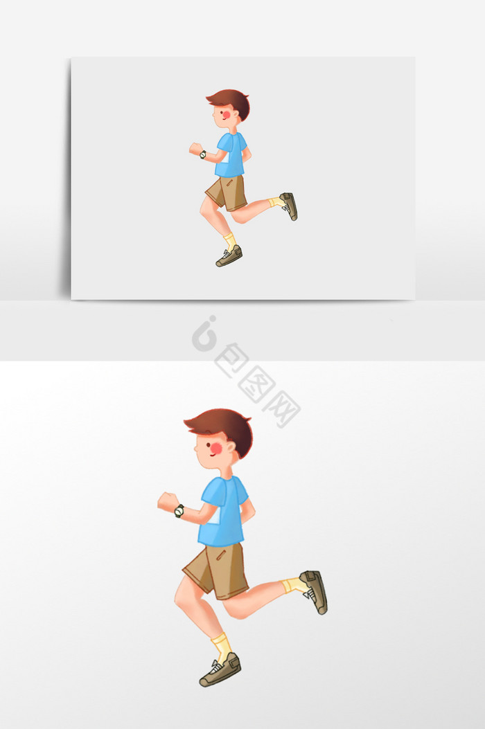 跑步的男孩插画图片