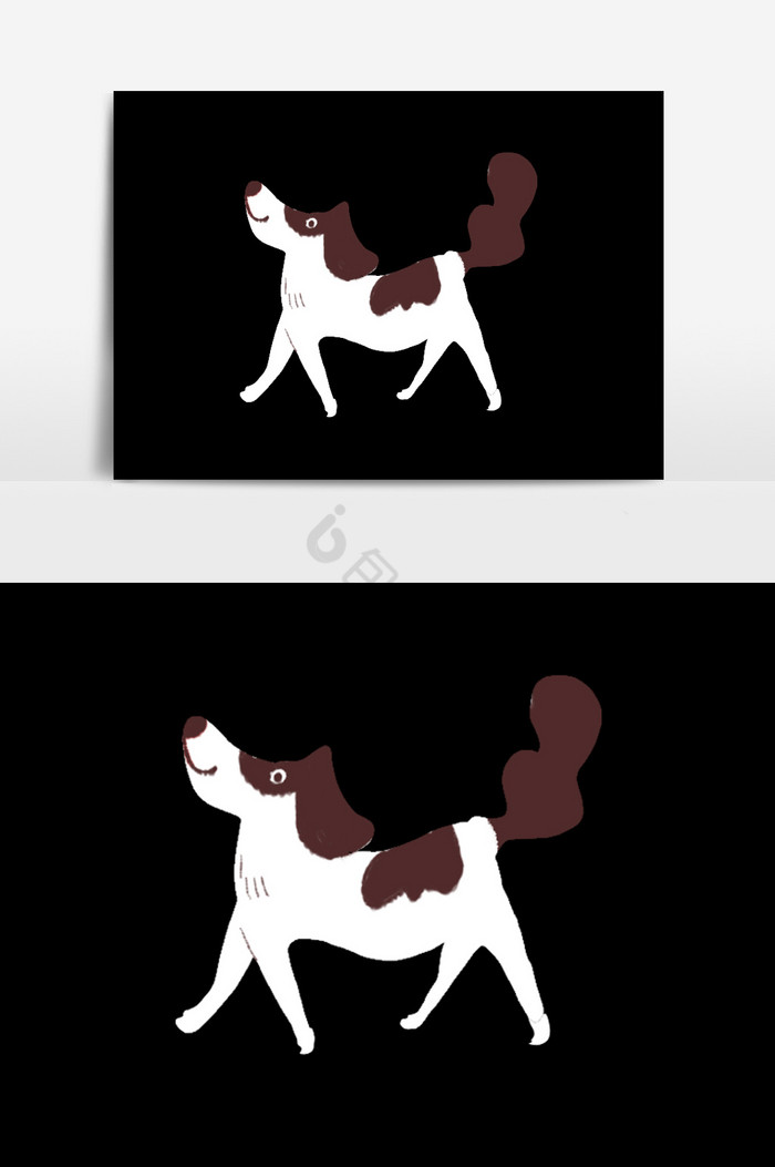 棕白斑点小狗插画图片