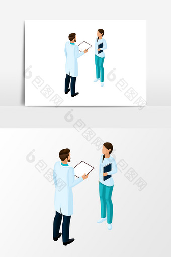 卡通医护人员设计元素图片