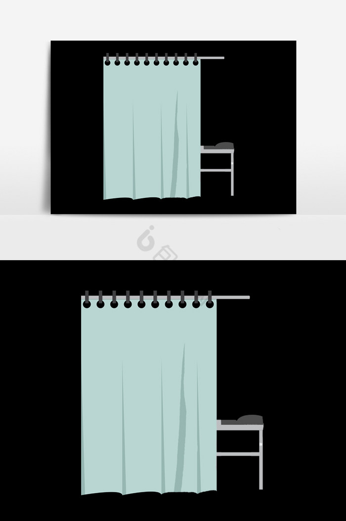 带帘子的病床插画图片