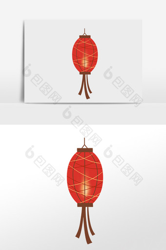 手绘节日挂件大红灯笼插画元素图片