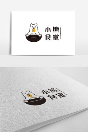 卡通小熊食堂餐饮标志logo设计