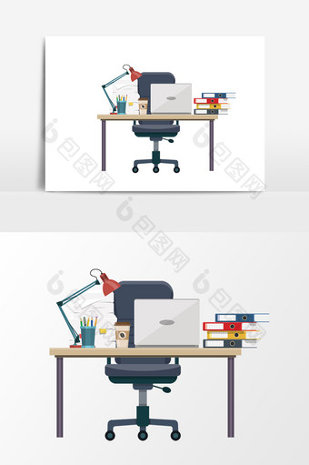 手绘独立办公室元素设计图片