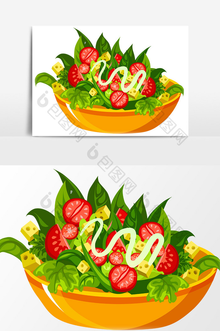 卡通蔬菜沙拉设计元素