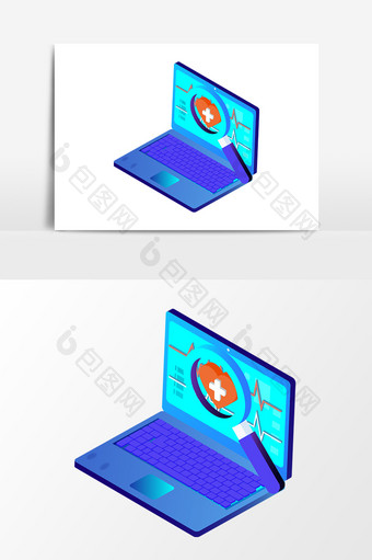 卡通医学笔记本电脑元素图片