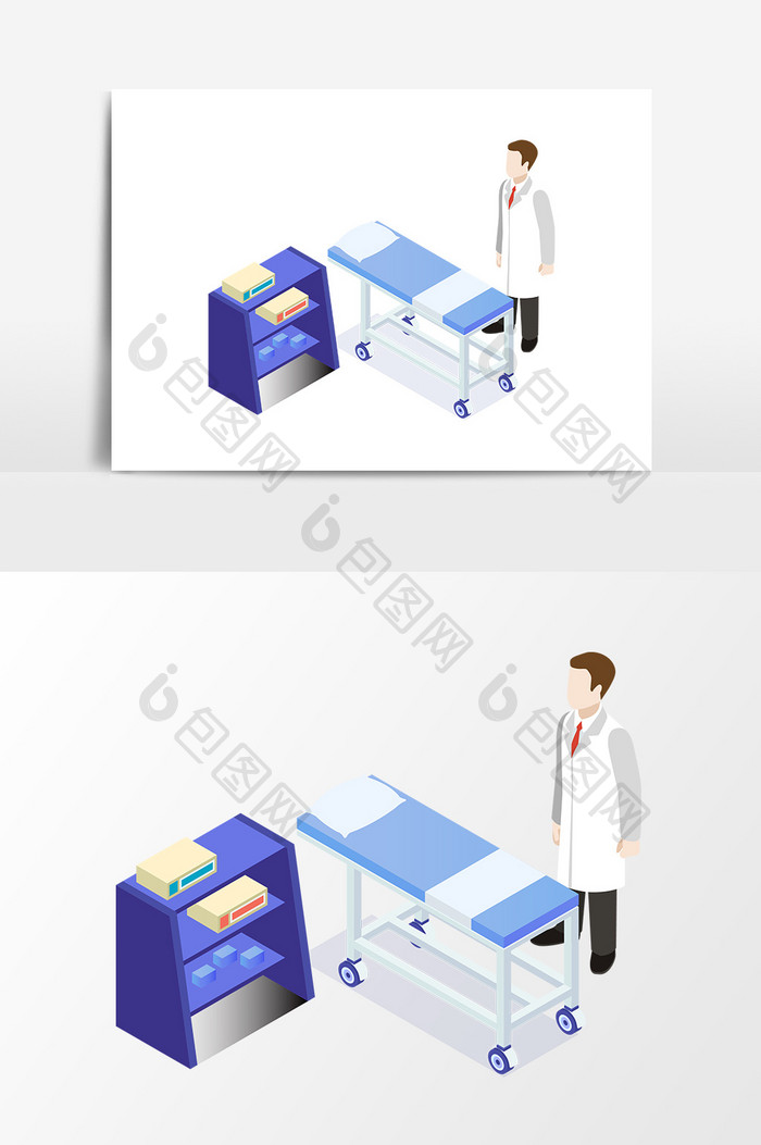 手绘卡通医院医生检查元素