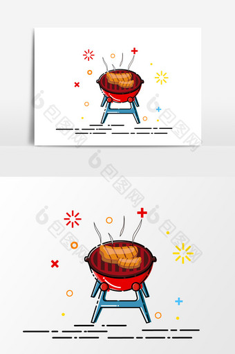 手绘卡通烤肉元素图片