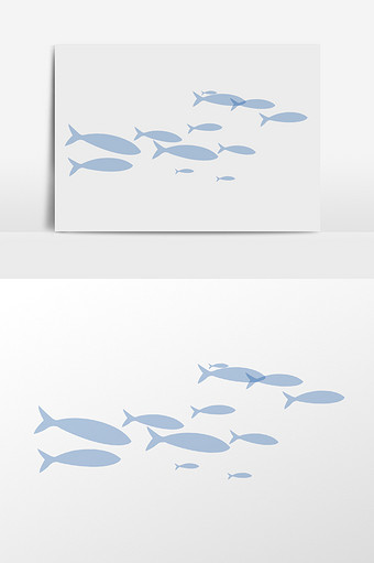 手绘纯色海鱼群插画元素图片