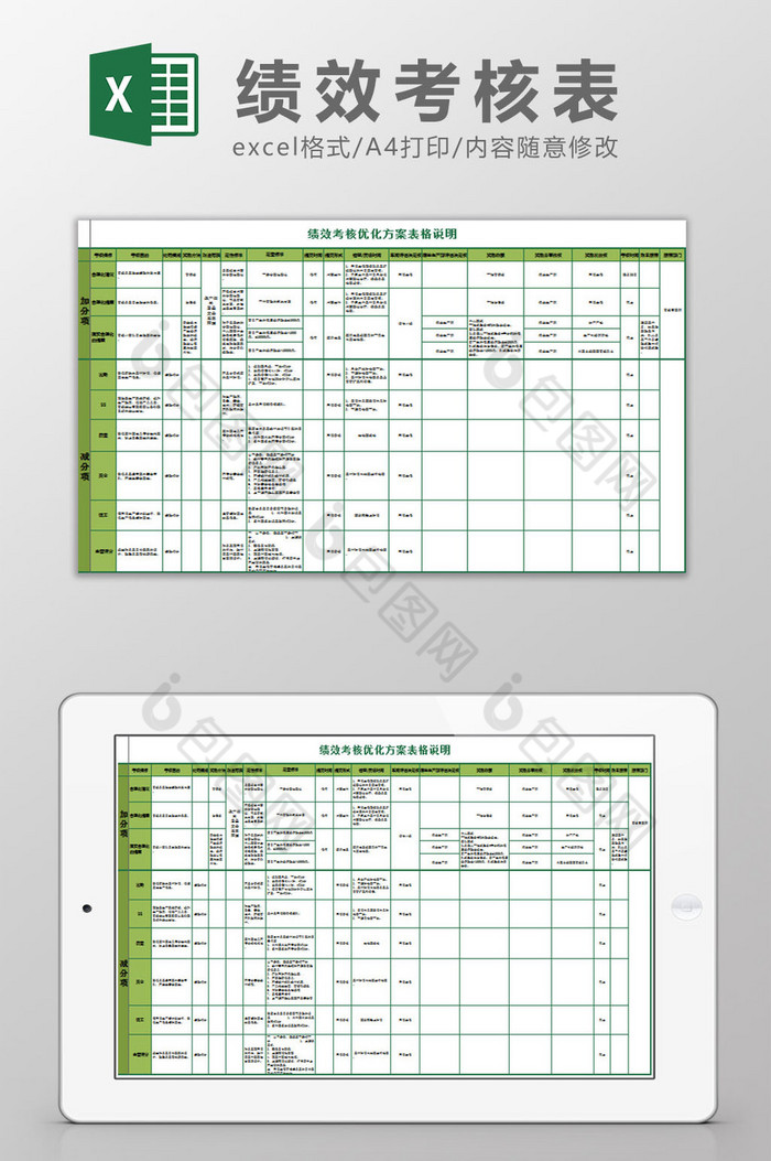 清新绿色绩效考核优化方案excel表模板图片图片