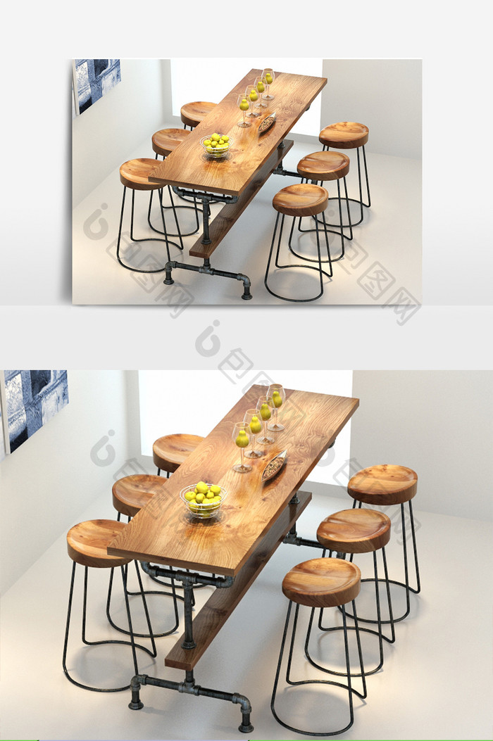 北欧风格餐桌吧台椅子模型