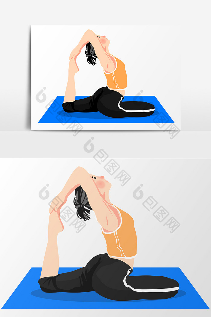 卡通手绘瑜伽锻炼元素
