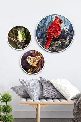 新中式国画鸟类装饰画素材背景墙装饰画