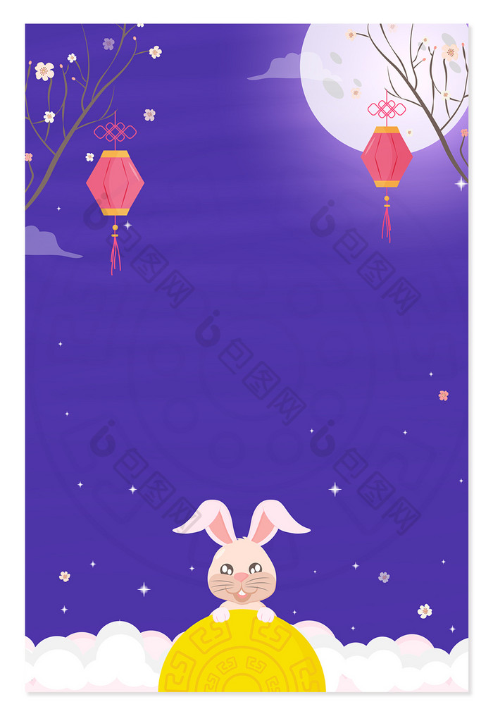 中秋节赏月观景月饼背景图