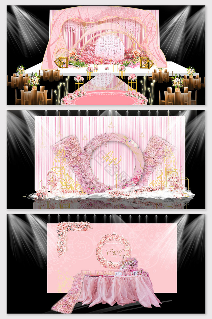 粉色梦幻少女系婚礼效果图图片