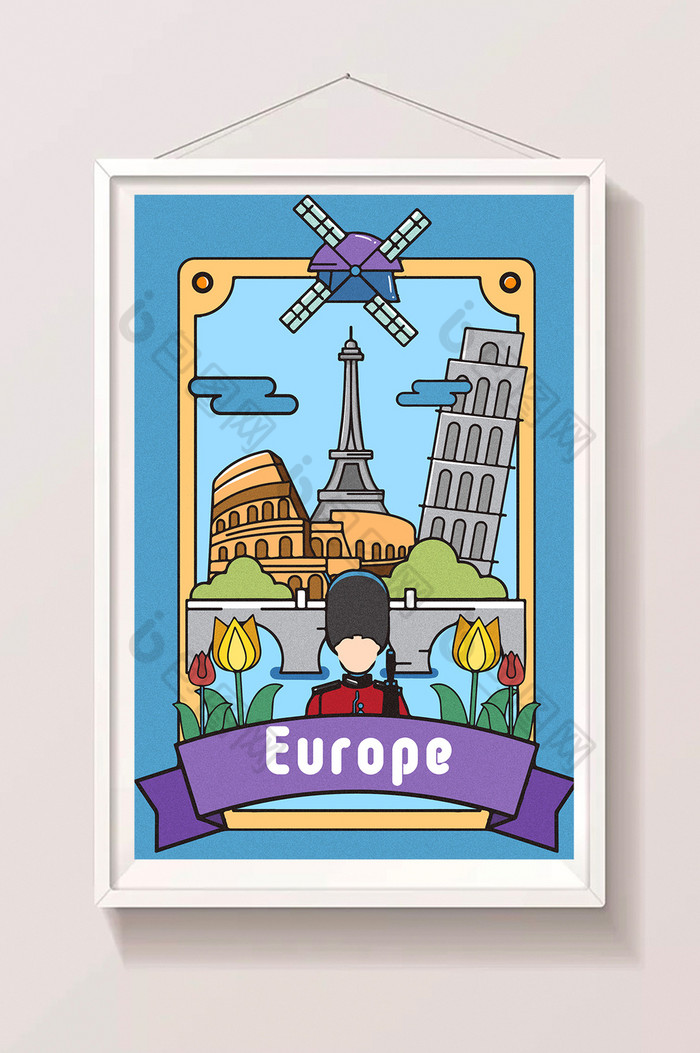 欧洲风光建筑插画图片