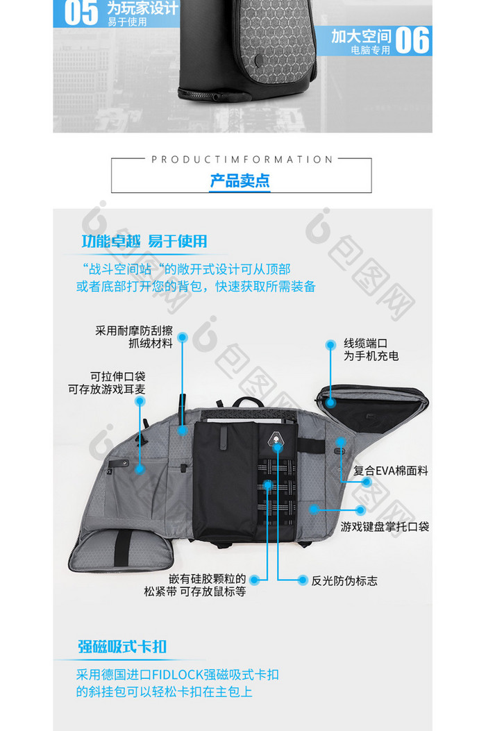 电脑包背包详情页设计