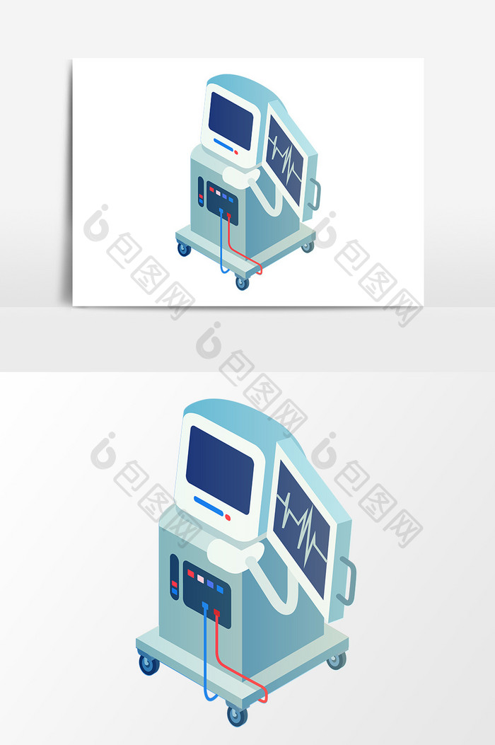 卡通心电图设备元素