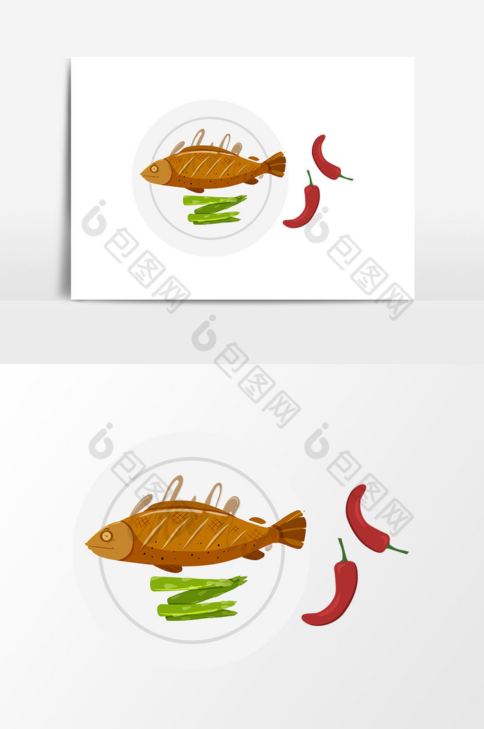 卡通鱼食物设计元素