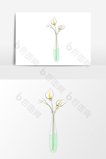 卡通花瓶花朵设计元素图片