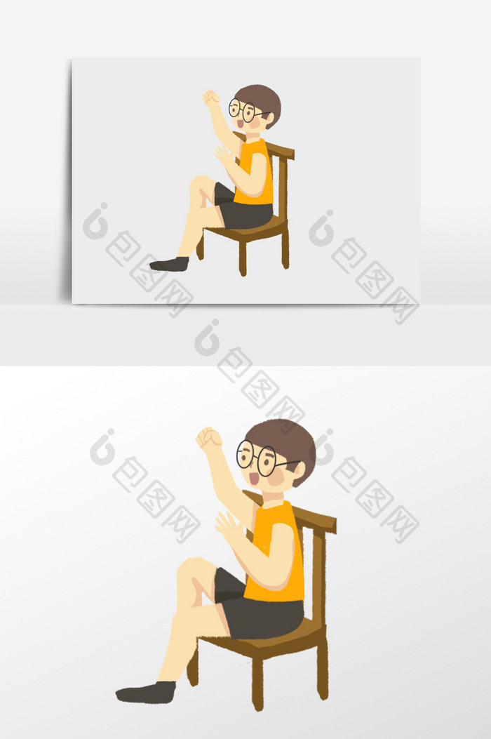 手绘坐在椅子上的人插画元素