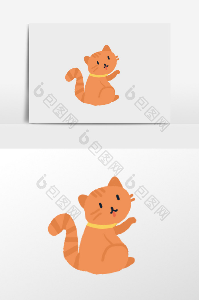 手绘小橘猫插画元素