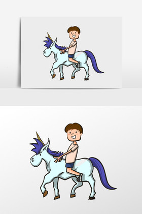 少年骑马简笔画图片