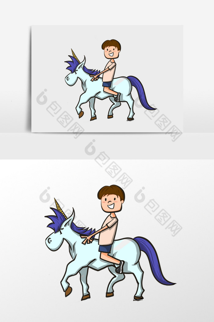 骑马的男孩插画图片图片
