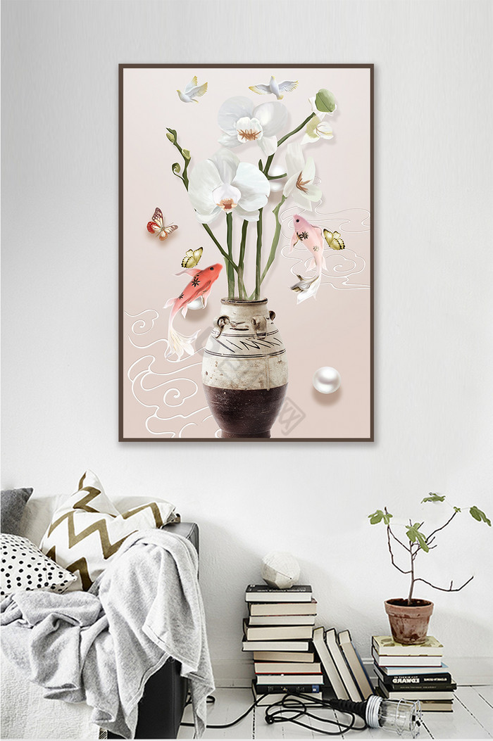 3d立体浮雕花卉装饰画图片