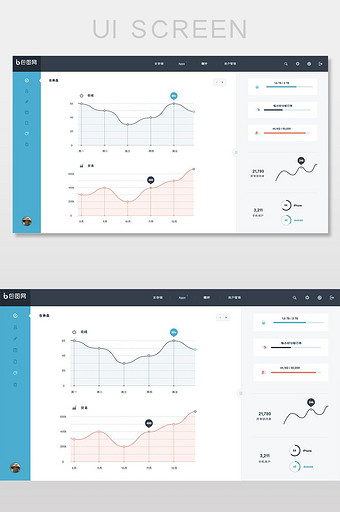 时尚大气科技网站数据统计系统后台设计模板图片