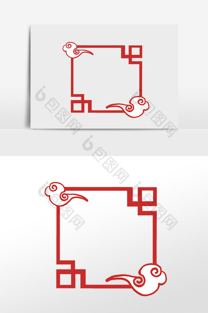 手绘中国风祥云边框插画元素