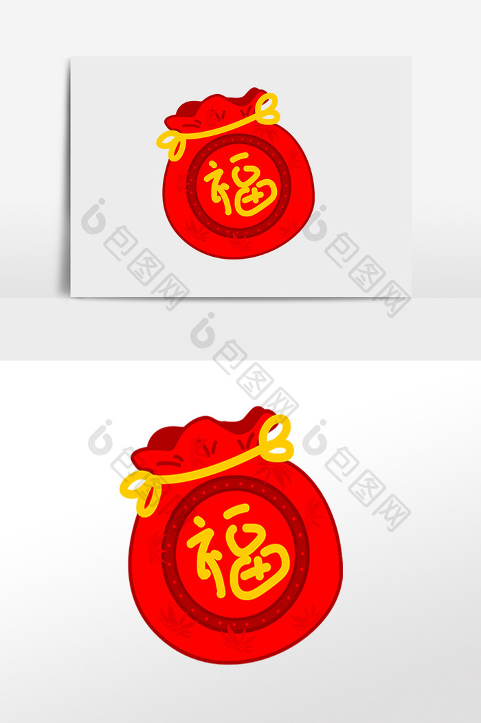 手绘节日福袋红包钱币插画元素