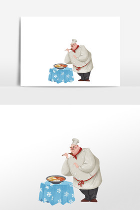 餐厅大厨翻炒颠勺插画