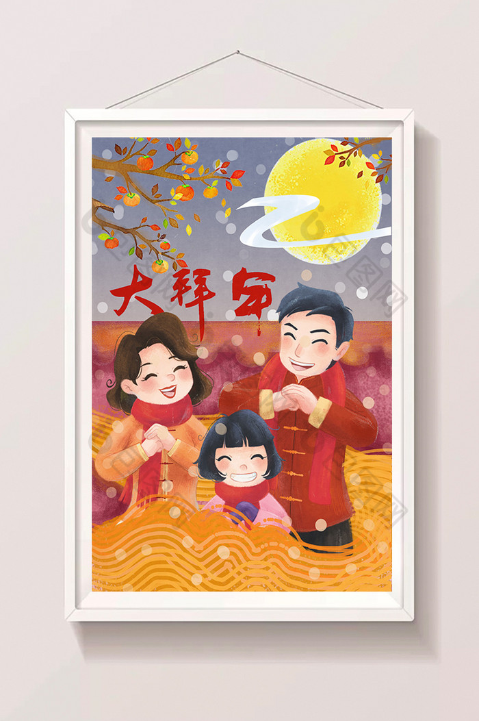 一家人拜年新年2019春节新年插画图片