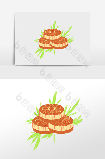 手绘中秋节花朵月饼插画元素图片