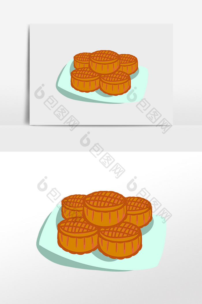 一盘月饼中秋节手绘图片