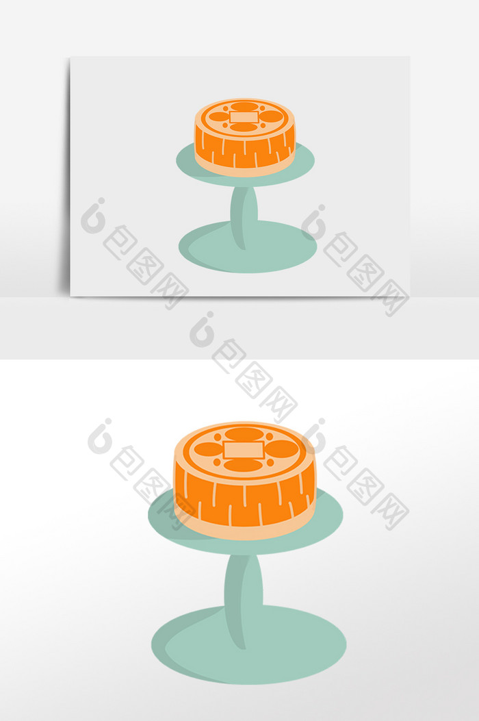 手绘中秋节登高月饼插画元素