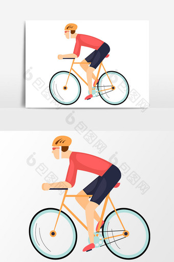 手绘卡通骑自行车元素设计图片