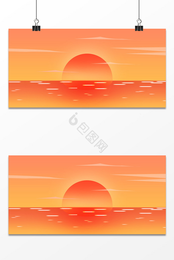 夕阳海平线图片