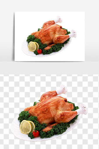 手扒卤鸡烧鸡熟食整只烤鸡元素图片