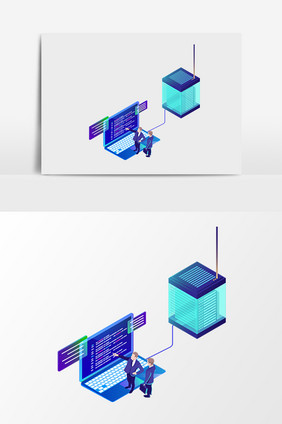 立体简约商务办公合作矢量元素