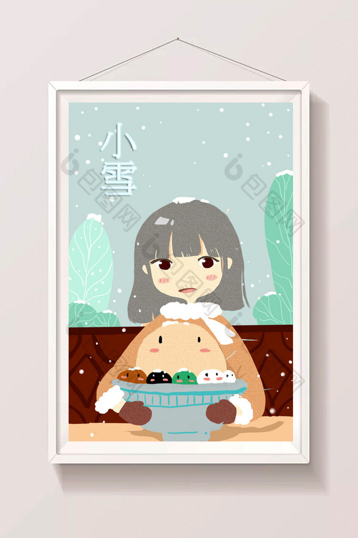 短发女孩小雪插画图片图片