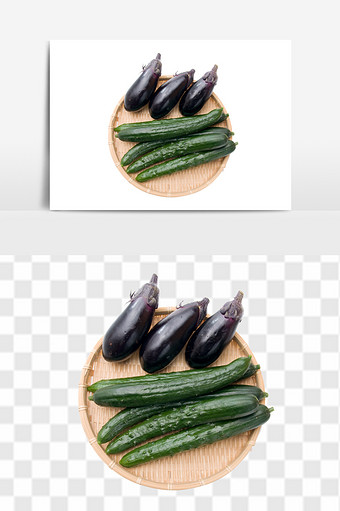 新鲜进口食材黄瓜茄瓜组合素材图片