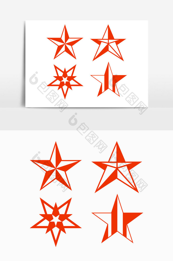 中国红色几何五角星PSD