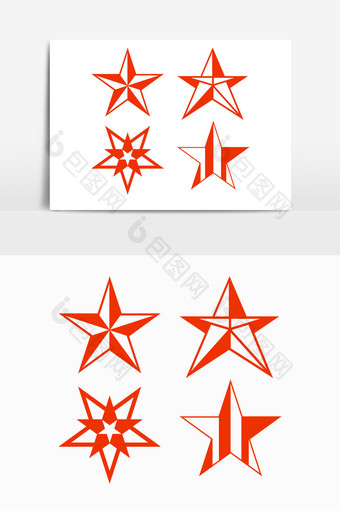 中国红色几何五角星PSD图片