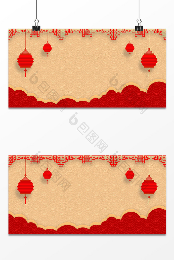 红色喜庆中国风节日背景展板设计