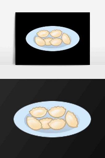 手绘卡通一盘饺子插画元素图片