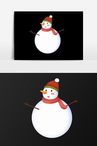 手绘胖胖的雪人插画元素图片