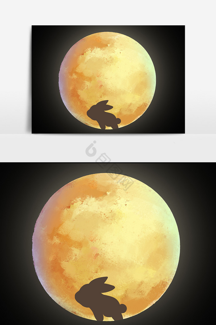 中秋节玉兔剪影月亮图片